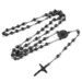 Religieuze vintage mode hiphop punk heren- en damesketting 6 mm Jezus ketting zwarte rozenkrans roestvrijstalen ketting_voghion.com