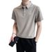 Summer New Products Men's Polo Shirt Solid Color Clean Drape Men's Elastic Ice Silk Lapel Short Sleeve POLO Shirt_voghion.com