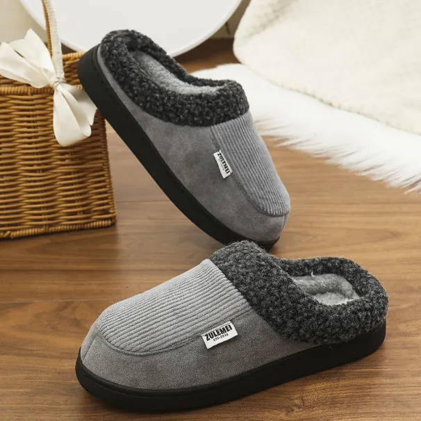free Shipping Suede Cotton Slippers For Home Use Woolen Mouth Insulation Bag Heel Shoes Anti Slip Snow Boots_voghion.com