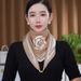 Autumn Winter New Fashionable Elegant Korean Style Versatile Knitted Camellia Color Block Magnetic Buckle Triangle Scarf_voghion.com