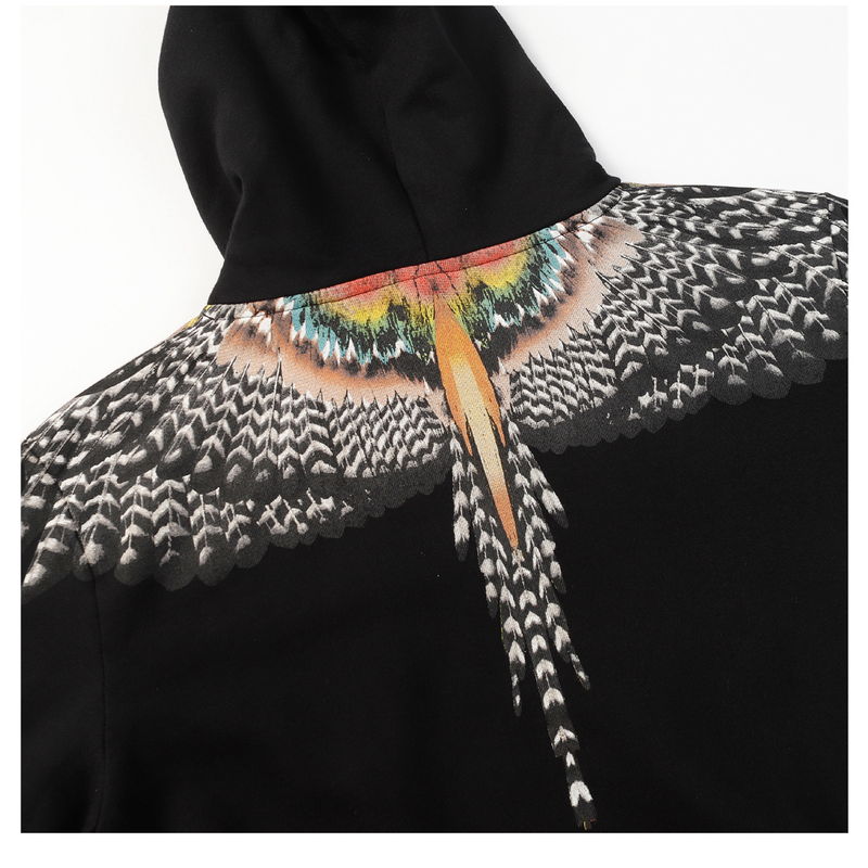 Man's Clothing MB Eagle Wings Print Hoodie Marcelo Trendy Feather Hoodie_voghion.com