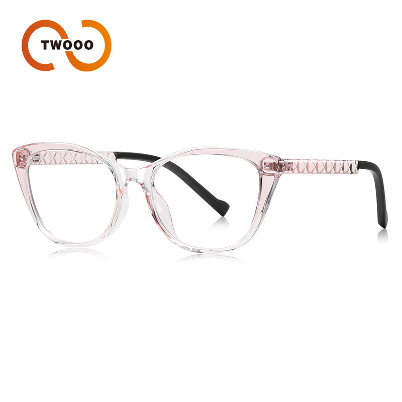 Two Circles New Cat Eye TR90 Plain Glasses Ladies Butterfly Frame Plain Glasses Frame LS019_voghion.com