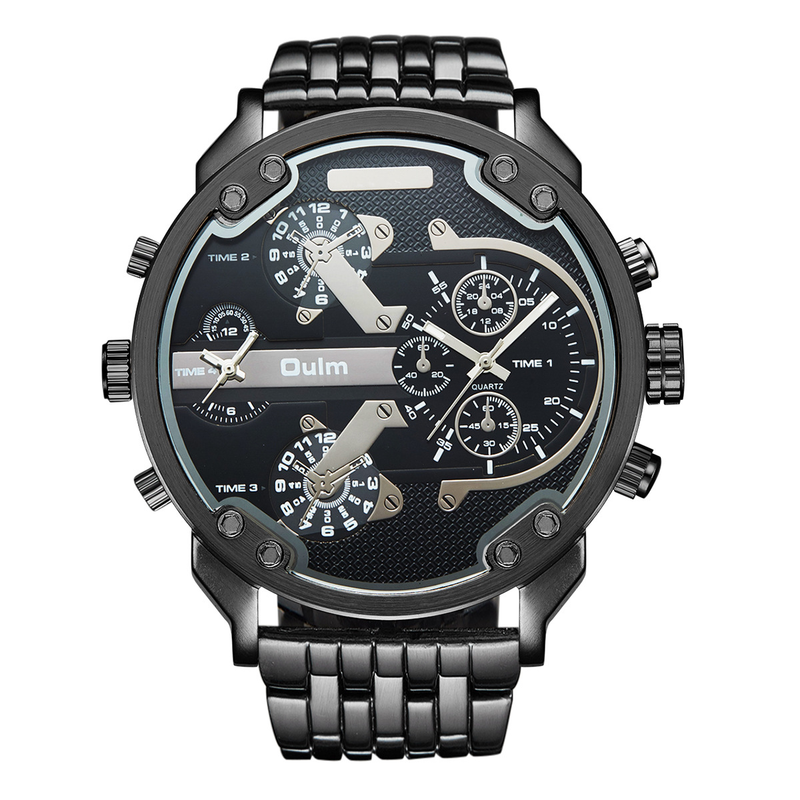 Men's Classic Casual GMT Watch With Alloy Strap - Large Dial Quartz Watch For Men Classic Casual Personality Large Dial Dual Time Zone Alloy Belt_voghion.com
