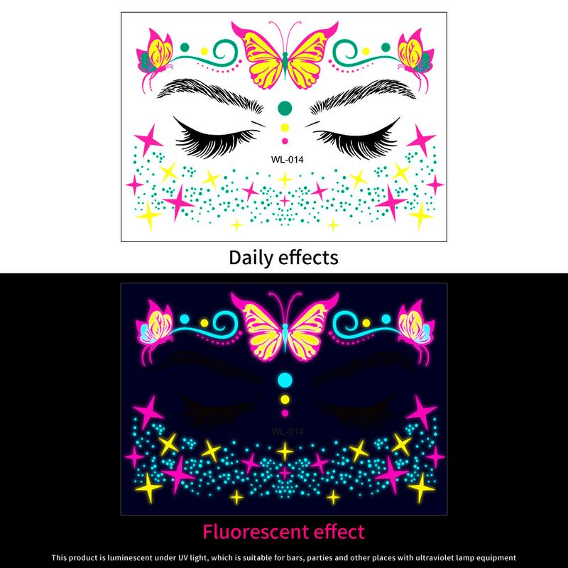 Beleza Saúde 16 Adesivos de Rosto Fluorescentes para Boate Masquerade Adesivos de Rosto Fluorescentes Neon À Prova D'Água Festival de Música Adesivos de Tatuagem Luminosos_voghion.com