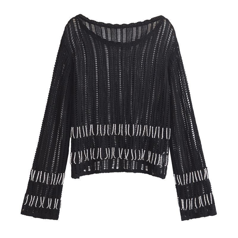 Top in maglia piatta con perline in rete, nuova moda autunno/inverno 2024 da donna_voghion.com