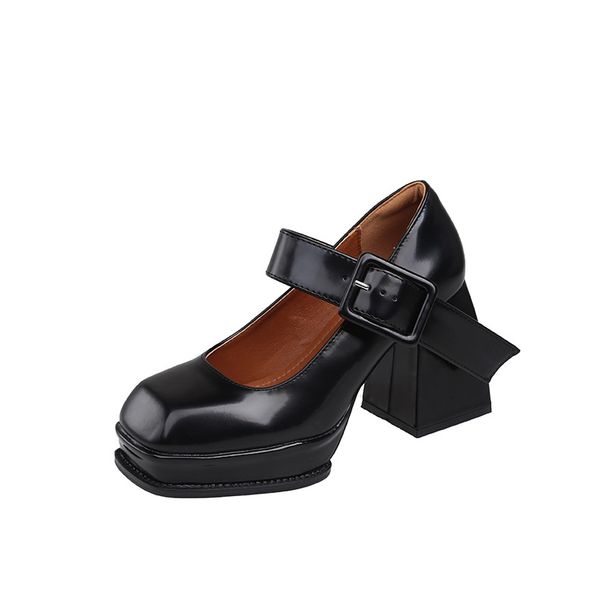Women's Shoes Mary Jane high heels women's buckle spring and summer new retro square head women's shoes large size thick heel single shoes_voghion.com
