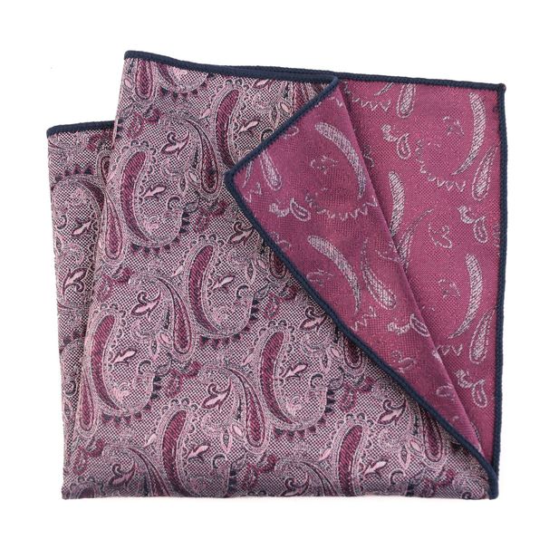 Marinblå kakiröd retro herrkostym ficka fyrkantig brudgum bästa man bröllopskostym bröstscarf liten fyrkantig handduk_voghion.com