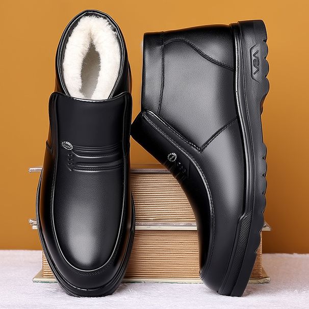 Winter Mit Fleece-Futter, Verdicktes Echtes Leder, Warme Herren-Baumwolllederschuhe, Wasserdicht Rutschfest Für_voghion.com