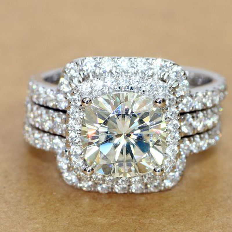 Schmuck & Zubehör Neuer exquisiter Damenring mit vollem Diamantzirkon, verkupferter Platin-Kombinationsring, drei Ringsätze_voghion.com