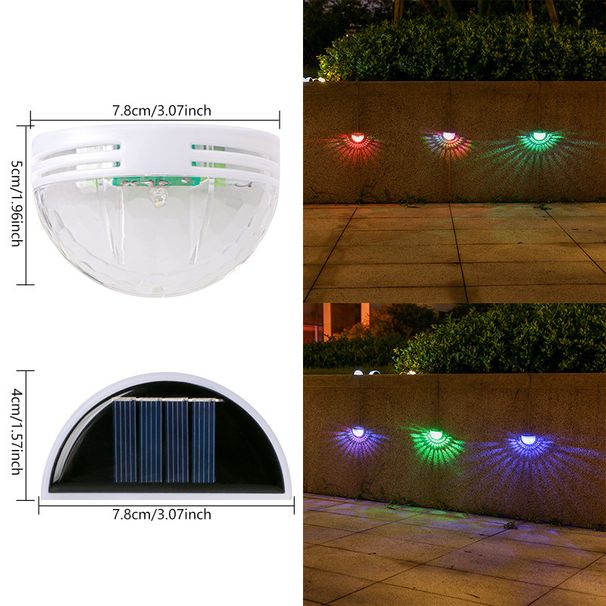 Solar-Wandleuchte für den Außenbereich, wasserdichte Gartendekoration, halbkreisförmiges LED-Licht mit Wabenabdeckung für Terrasse, Hof, Zaun, Weg_voghion.com