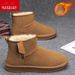 Warrior Snow For Men And Women, Versatile Fleece-Lined Short Boots, Couple's Warm Boots 1275, Brown, Size 42_voghion.com