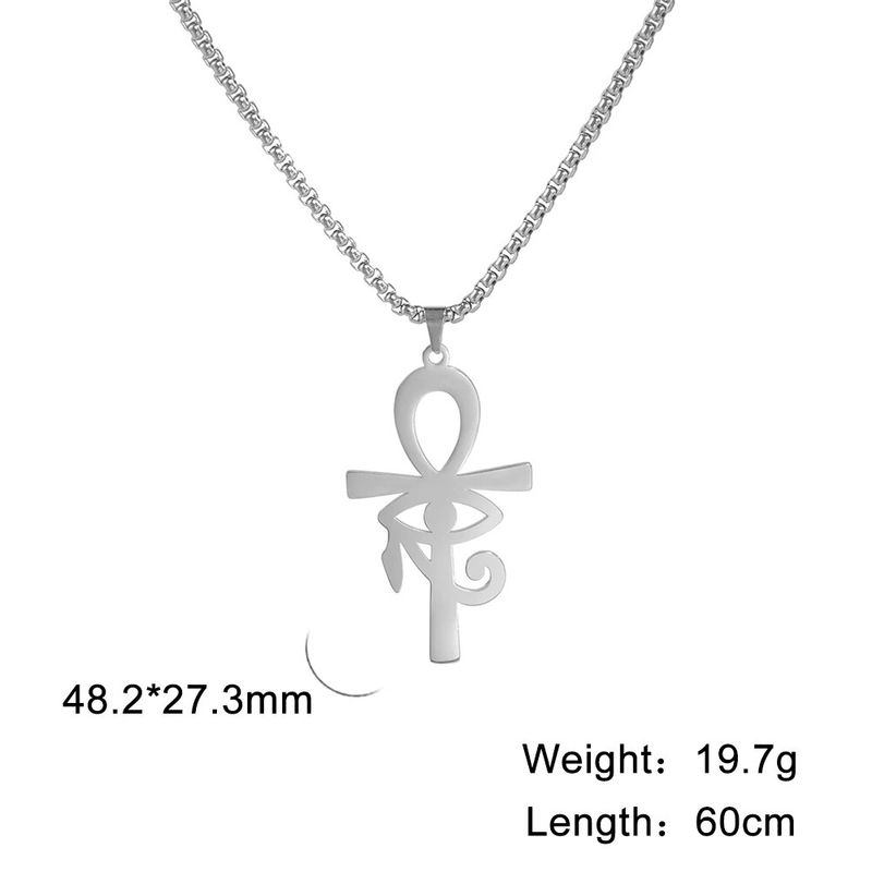 Fashion Egyptian Cross Eye of Horus Pendant Necklace for Men Women Stainless Steel Gold Color Box Chain Necklace Jewelry Gift_voghion.com
