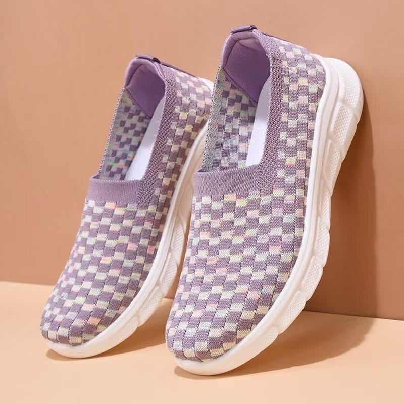 Atmungsaktive Mesh-Schlupfschuhe für Damen – Wander- und Tanz-Sneaker mit dicker Sohle | Leichte, bequeme Freizeitschuhe für Damen (einfaches An- und Ausziehen)_voghion.com