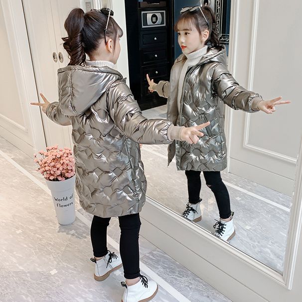 Kid's Clothing Girls cotton coat 2024 new winter thickened stylish small cotton coat children's bright leather wash free down cotton coat_voghion.com