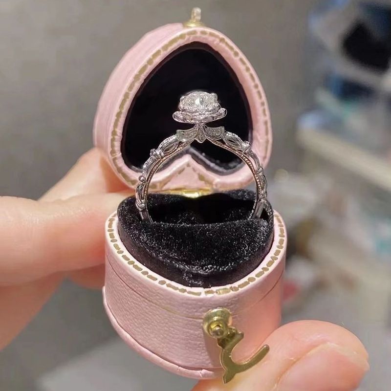 Runaway Princess Castle Feuerwerk Diamantring Damen, Sterling Silber Moissanit Antragsring, Blumenstrauß Geschenk für_voghion.com