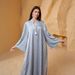 Elegant Embellished Abaya Dress With Starry Crystal Rhinestones - Modest Muslim Long Sleeve Maxi Dress For Women (Available In Grey, Sizes S-XXL)_voghion.com