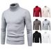 Herrkläder Höst- och vintertröja med polotröja Slimmad enfärgad pullover Stickad tröja med botten_voghion.com