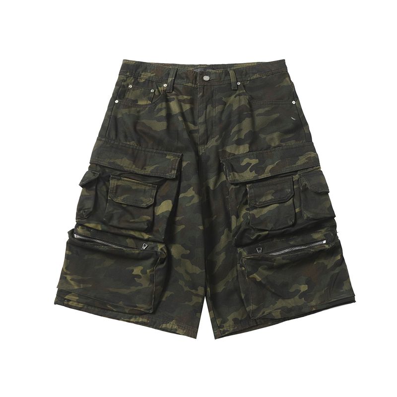 Abbigliamento da uomo, stile High Street, stile Wasteland, mimetico, da lavoro, pantaloncini a gamba larga, da uomo_voghion.com