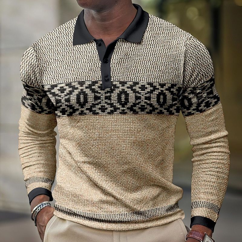 Golfshirt Herren Lässige Neuheit 3D-gedrucktes Polo-T-Shirt Kariertes Grafik-T-Shirt Modisches Langarm-T-Shirt_voghion.com