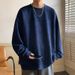 New suede hoodie for men in spring and autumn, loose fitting with inner layer, men's round neck long sleeved base shirt_voghion.com