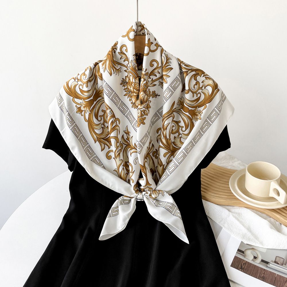 90cm quadrado flor emenda design moderno cachecol de seda de alta qualidade leve respirável xale macio_voghion.com