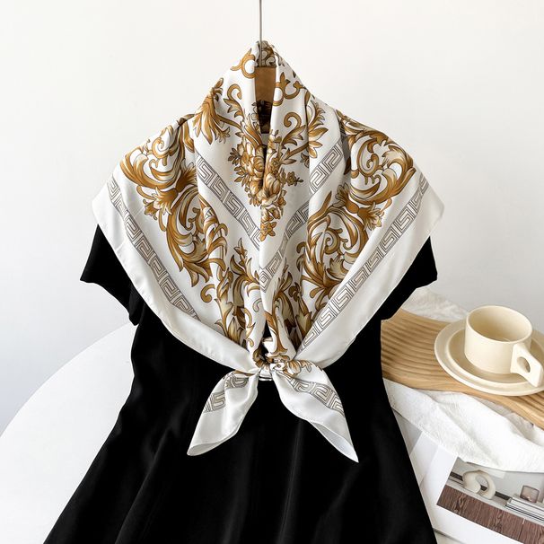 90cm quadrado flor emenda design moderno cachecol de seda de alta qualidade leve respirável xale macio_voghion.com