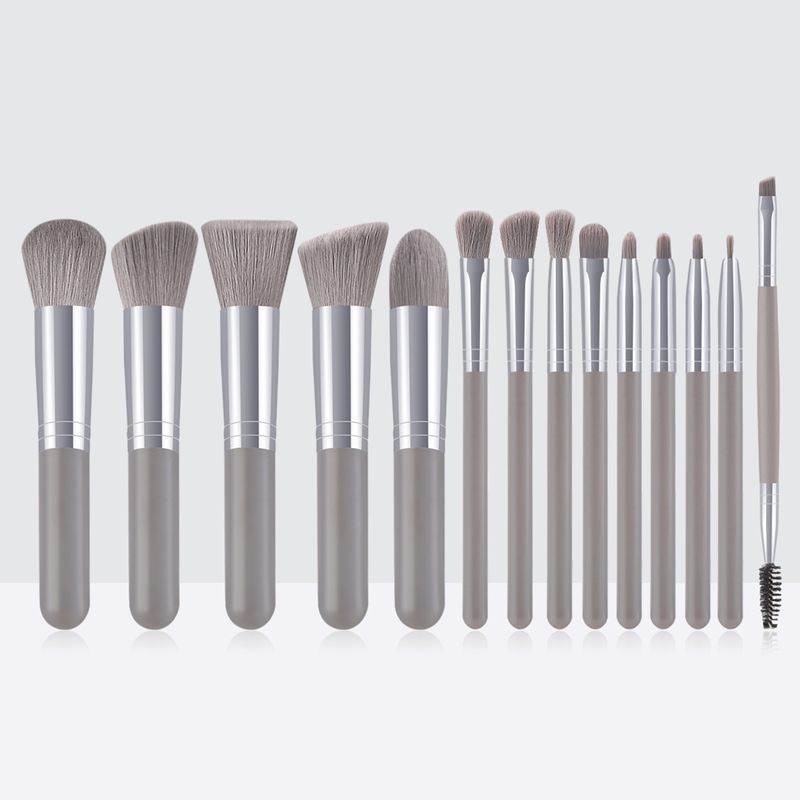 Set od 14 kistova za šminkanje, sivi MINI 5 velikih i 9 malih, kompletan set alata za ljepotu, kist za nanošenje pudera s ravnom i kosom glavom_voghion.com