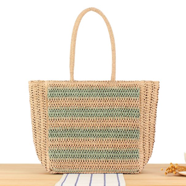 Borsa da spiaggia grande intrecciata, elegante e oversize, per donna, versatile borsa boho per tutti i giorni e per le vacanze._voghion.com