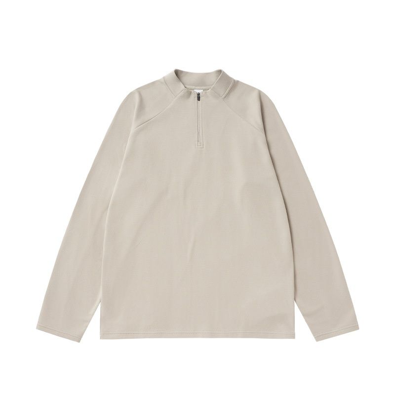 Hue Hue Hue Jie Zhan Herrenbekleidung | Doppelseitiges Fleece-T-Shirt mit halbem Reißverschluss für Outdoor-Aktivitäten, Winter 2025, warmer Raglan-Pullover mit langen Ärmeln_voghion.com