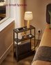 VASAGLE Slim Side Table With Charging Station, 3-Tier Bedside Table_voghion.com