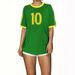 Women's Loose T-shirt Contrast Color Letter Printed Brazilian Football Sports T-shirt_voghion.com