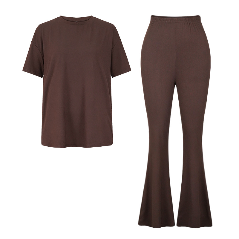 Damen lockeres T-Shirt, lange Hose mit weitem Bein, Temperament, Pendler, zweiteiliges Set_voghion.com