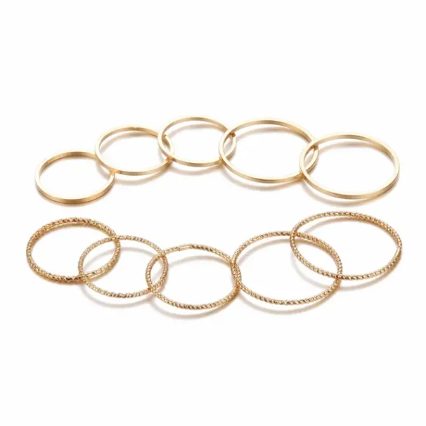 10 pezzi/set minimalista midi rotondo intrecciato anello set gioielli di moda femminile elegante classico anelli per le dita_voghion.com