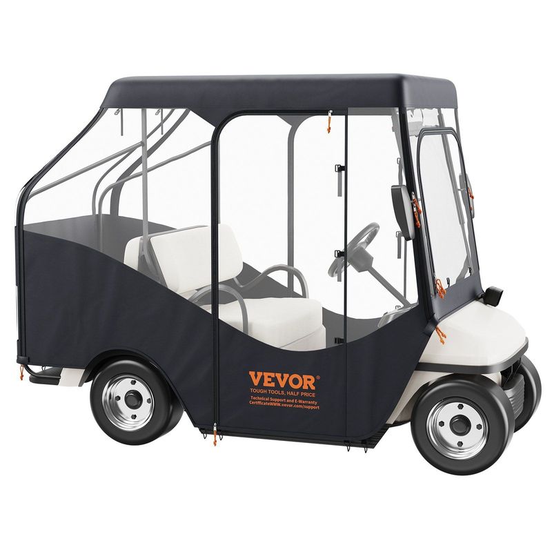 VEVOR Golf Cart Enclosure, 600D Polyester Driving Enclosure With 4-Sided Transparent Windows, 4 Passenger Club Car Covers Universal Fits For Most Brand Carts, Sunproof And Dustproof Outdoor Cart Cover_voghion.com
