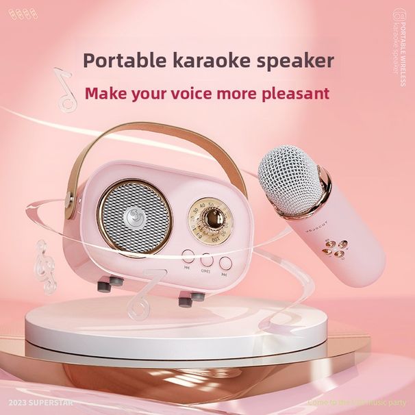 【High Quality】 New C20 Mini Bluetooth Karaoke Home Outdoor Entertainment Wireless Microphone Speaker_voghion.com
