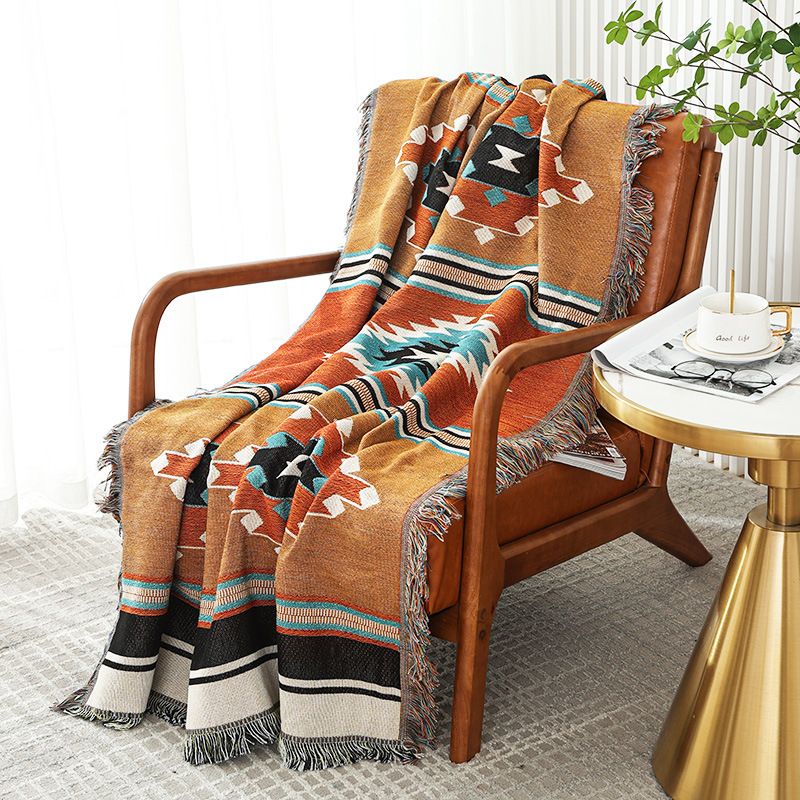 Outdoor Sofa Bohemian Line Blanket Indian Camping Cover Blanket_voghion.com