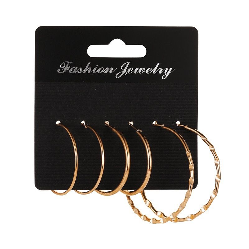 Geometric Earring Combination Instagram Style Personalized Exaggerated Three Piece Set With Multiple Pairs Earrings_voghion.com