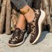 Damenschuhe große Freizeitschuhe farblich passende Leopardenmuster Keilabsatz dicke Sohle runde Zehen Slip-On-Schuhe_voghion.com