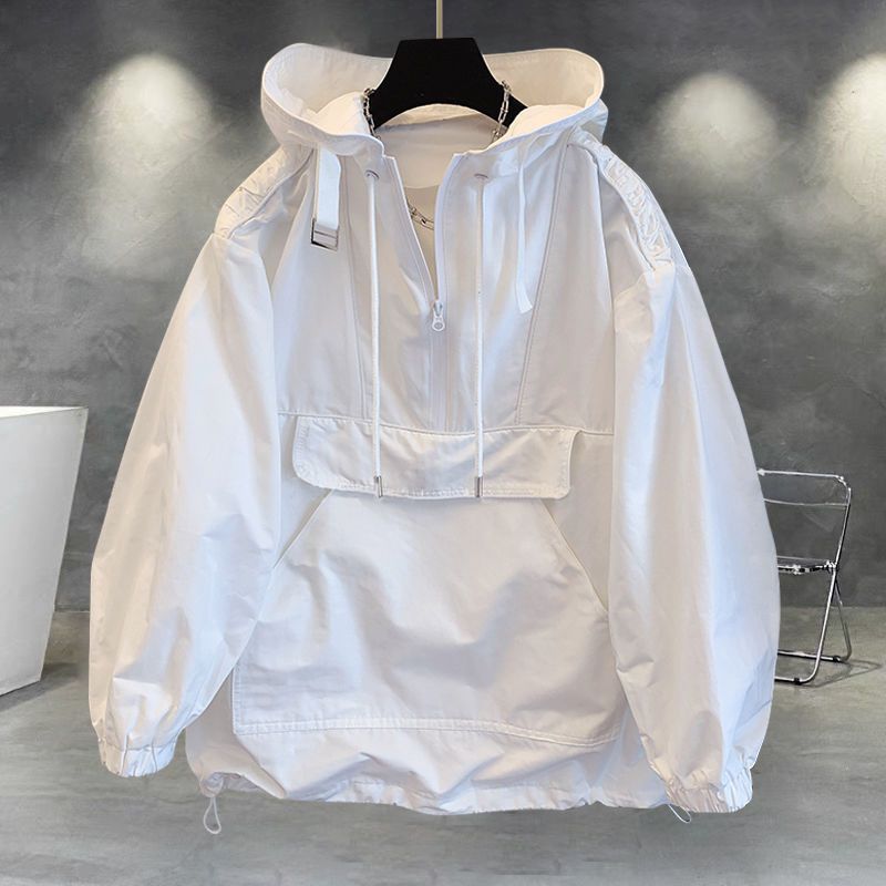 Men's Clothing Hooded Jacket Suit Men Ins Trendy Work Wear Splicing Design Windbreaker Long Sleeved Top With Loose_voghion.com
