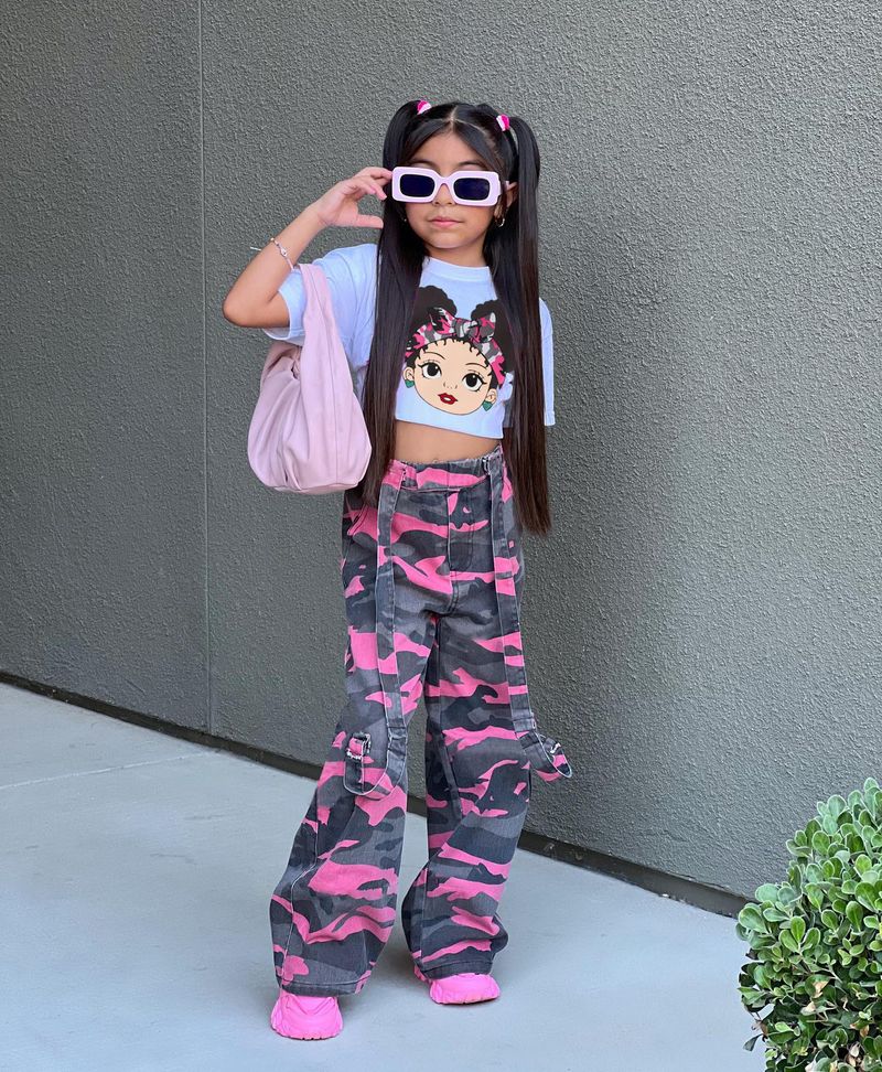Kid's Clothing Fashion Trend Girl Suit Fashion T Shirt + Camouflage Hip Hop Overalls Two Piece Suit For Women_voghion.com