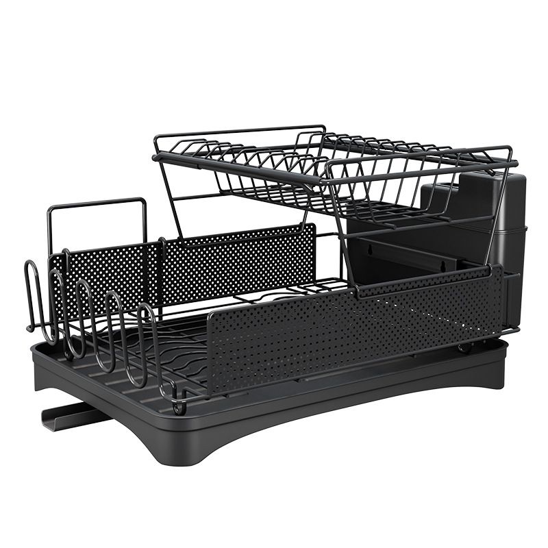 Nõude äravoolurest Kahekihiline köögi töölaud lauanõude taldrikuhoidja Majapidamises kasutatav multifunktsionaalne kaussi ja söögipulkade riiul_voghion.com