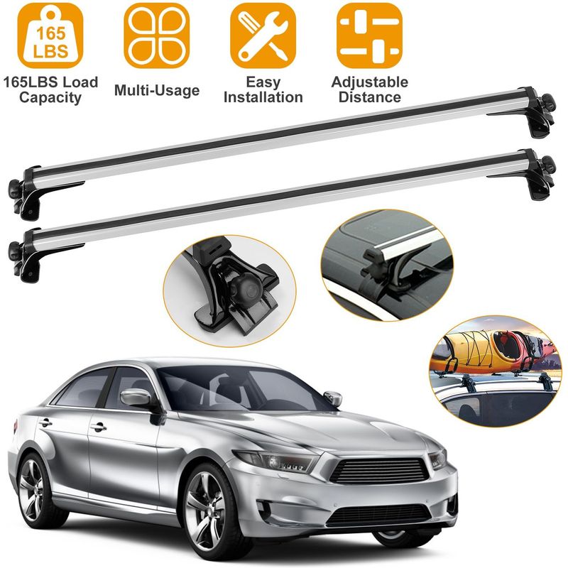 47.24in Universal Top Roof Rack Cross Bar Cargo Carrier Aluminum Crossbar Rack W/ 165LBS Capacity Fit For Most Vehicle Wagon Car Without Roof Side Rail_voghion.com