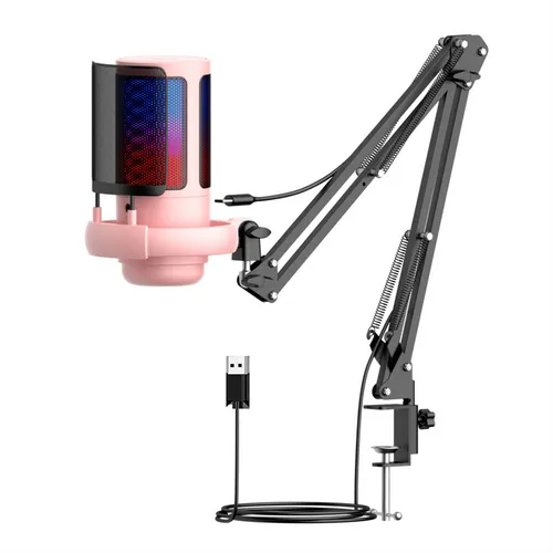 Sada USB mikrofonu Kardioidní kondenzátorový mikrofon pro nahrávání podcastů s nastavitelným ramenem pro streamování her_voghion.com