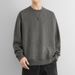 Spring And Autumn New Men's Sweats T-S Long Sleeve Crew Neck Hoodless Top Solid Color Loose Fit Versatile Base_voghion.com