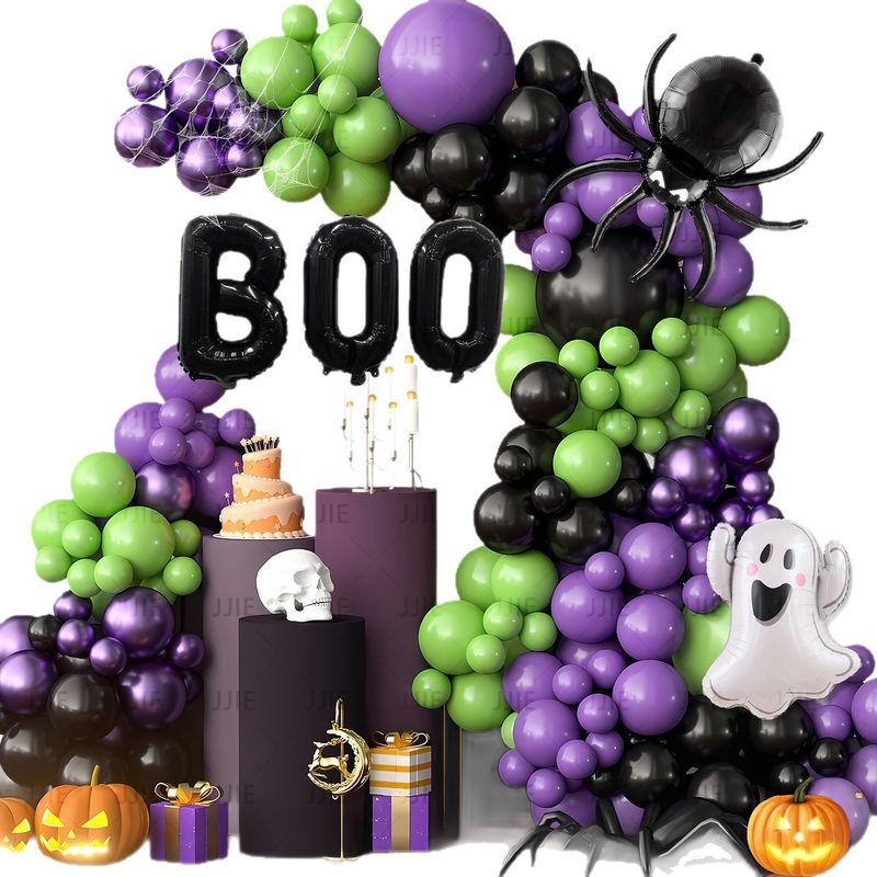 Arche de ballons en aluminium pour Halloween, décoration murale haut de gamme, ambiance festive_voghion.com