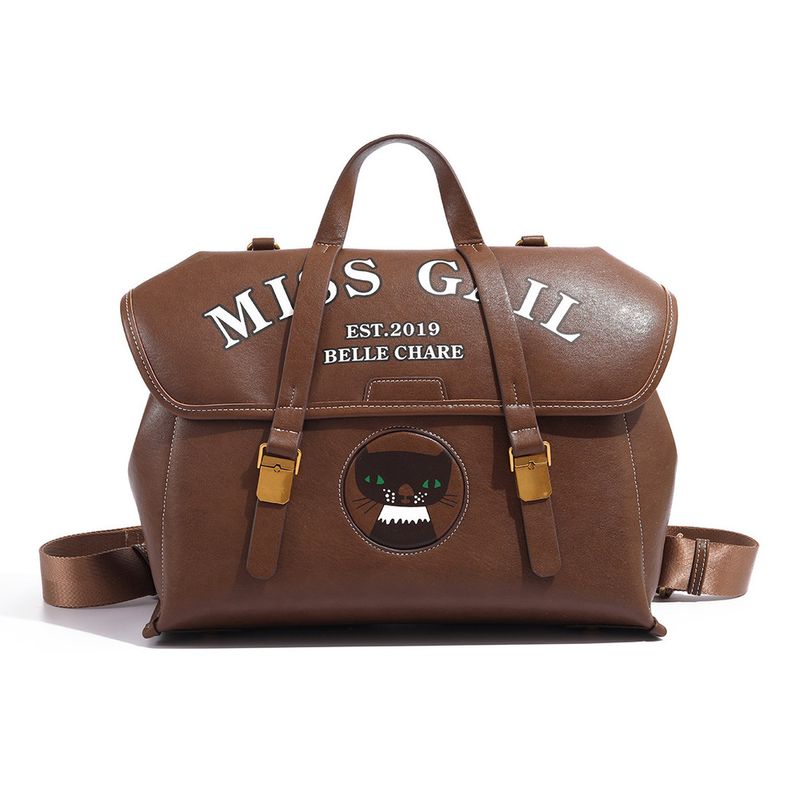 Cartoon Cat American Handbag Large Capacity Double Shoulder Backpack_voghion.com