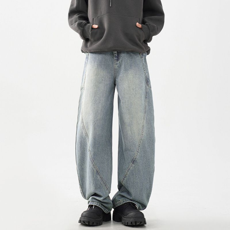 Pantalons décontractés pour hommes Pantalons de sport à revers avec poche zippée Printemps et automne Coton Grande taille Jeans amples_voghion.com