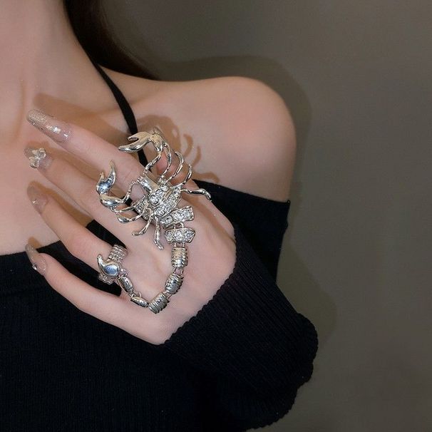 Damenring im neuen Scorpion Flash Diamond-Design für den Zeigefinger, extravaganter Punk-Stil, handgefertigt aus einer elastischen Legierung_voghion.com