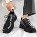 ShoeVault Square Toe Leather High-End Thick-Soled Korean Style, Niche Design, Black Loafers For Men, Summer Trendy_voghion.com