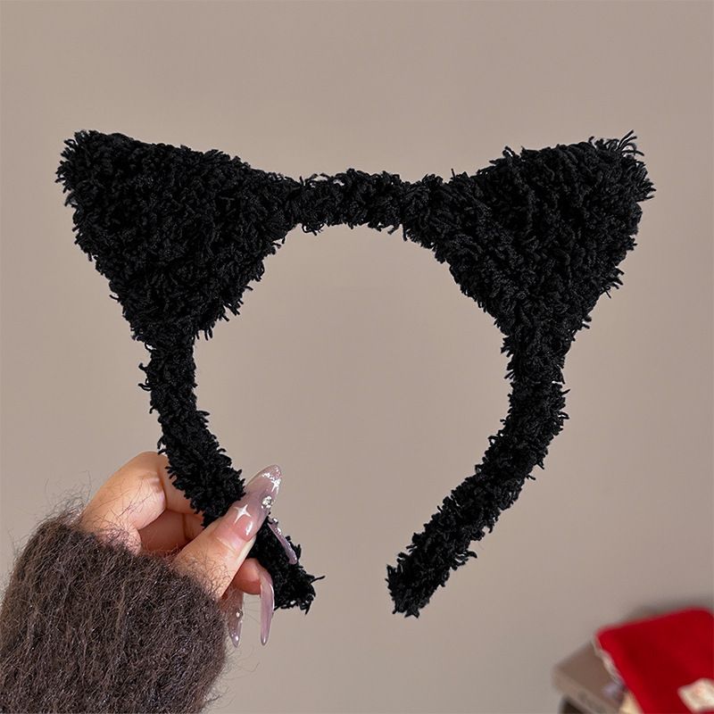 Fascia per capelli coreana carina, soffice e dolce, con orecchie di gatto, accessorio per maschera facciale, fermaglio per capelli da donna_voghion.com